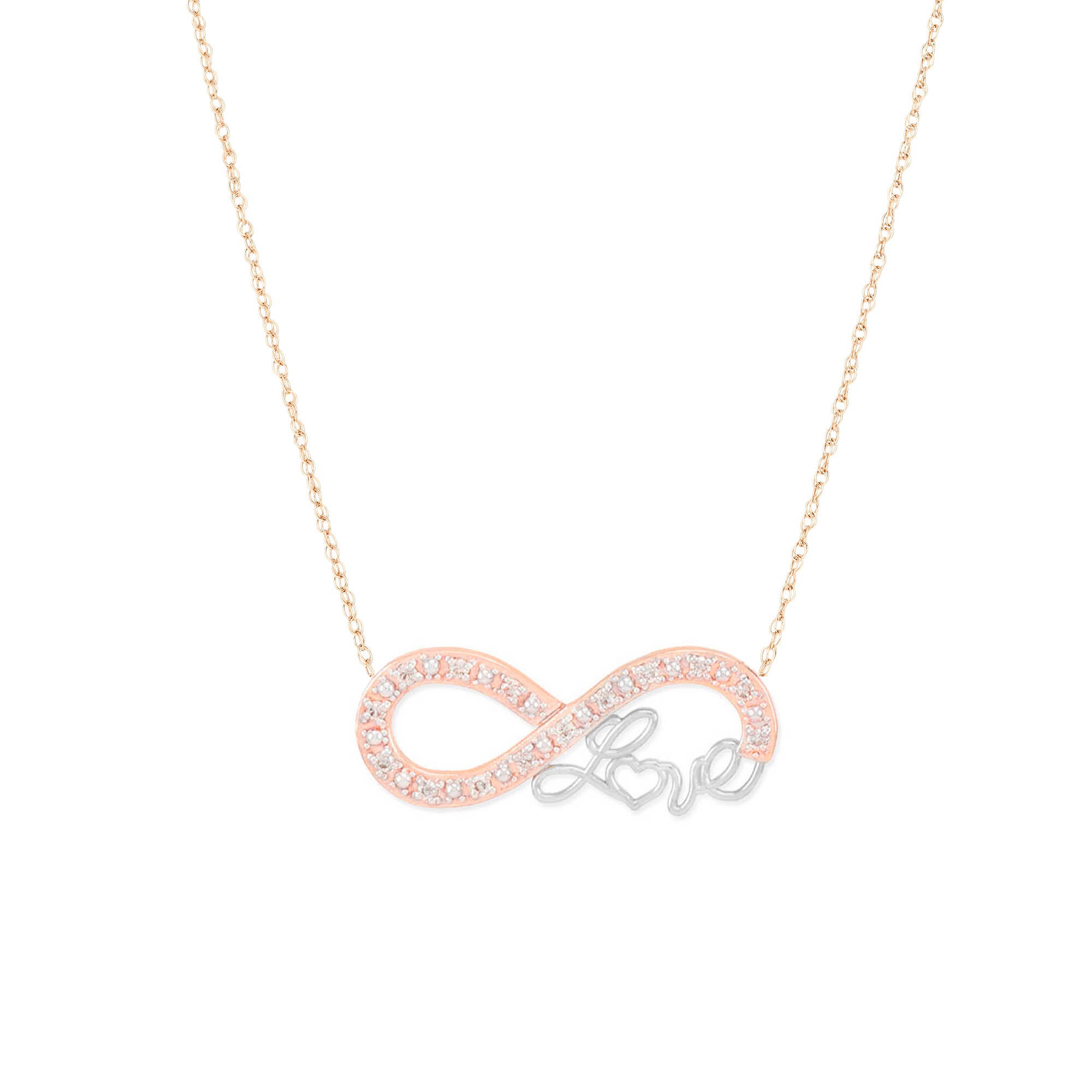 Diamond Infinity Pendant Necklace in 9ct Two-Tone Rose Gold