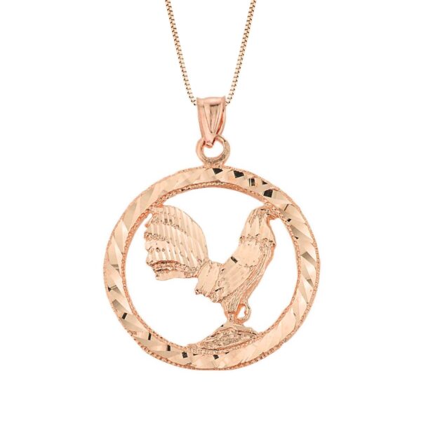 Rooster Pendant Necklace in 9ct Rose Gold