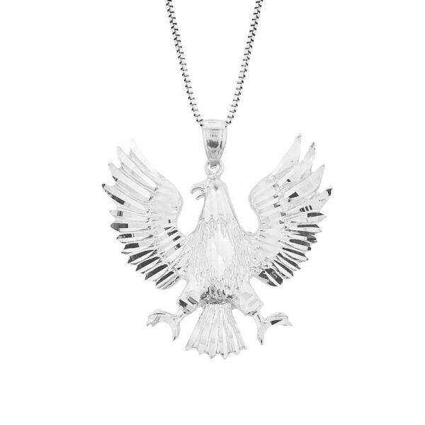 Men's Large Eagle Charm Pendant Necklace in 9ct White Gold