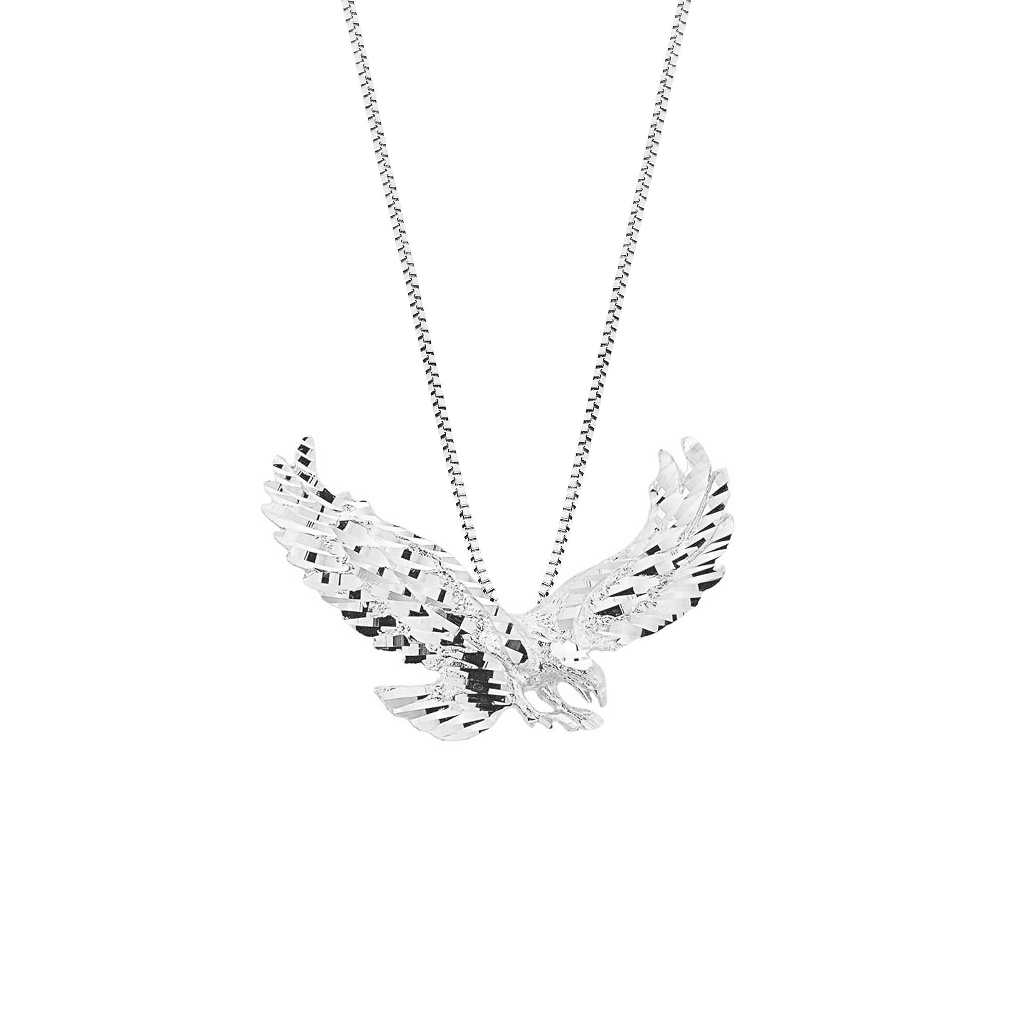Men's Prominent Eagle Charm Pendant Necklace in 9ct White Gold