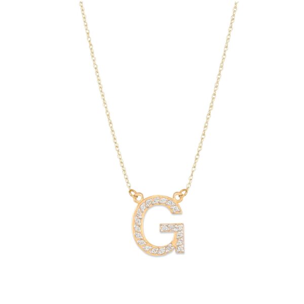 Letter G Diamond Embellished Initial Pendant Necklace in 9ct Gold