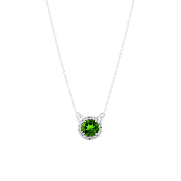 Emerald & Diamond Pendant Necklace in 9ct White Gold
