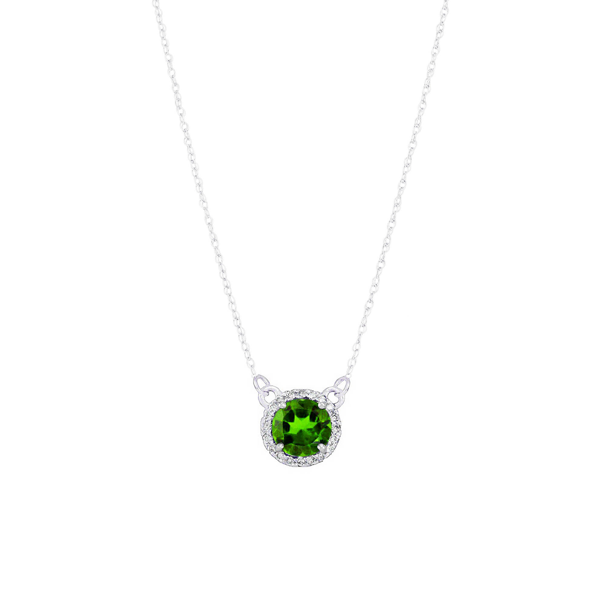 Emerald & Diamond Pendant Necklace in 9ct White Gold