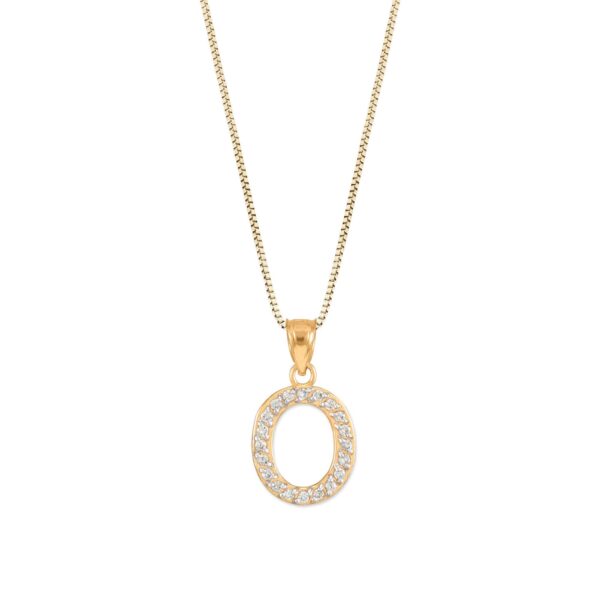 Letter O Diamond Embellished Drop Pendant Necklace in 9ct Gold