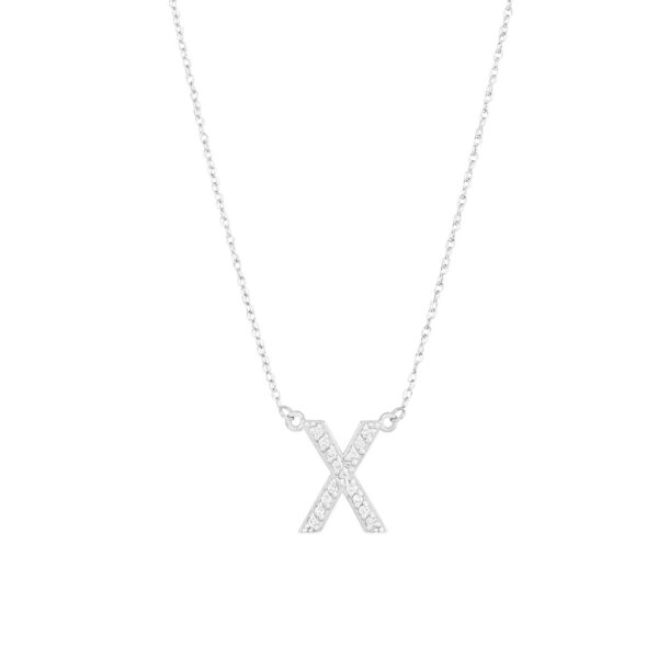 Letter X Diamond Embellished Initial Pendant Necklace in 9ct White Gold