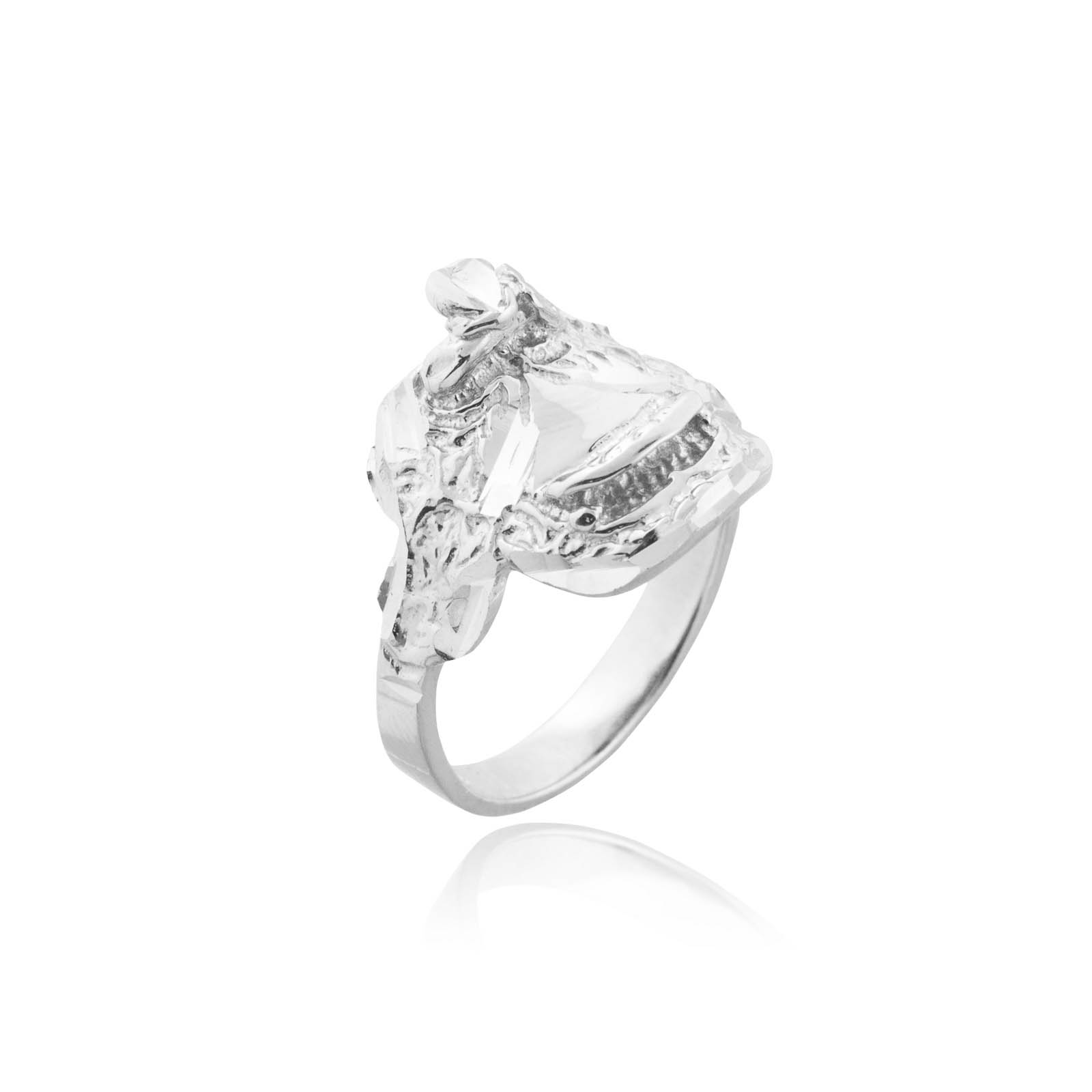 Men's Saddle Ring in 9ct White Gold