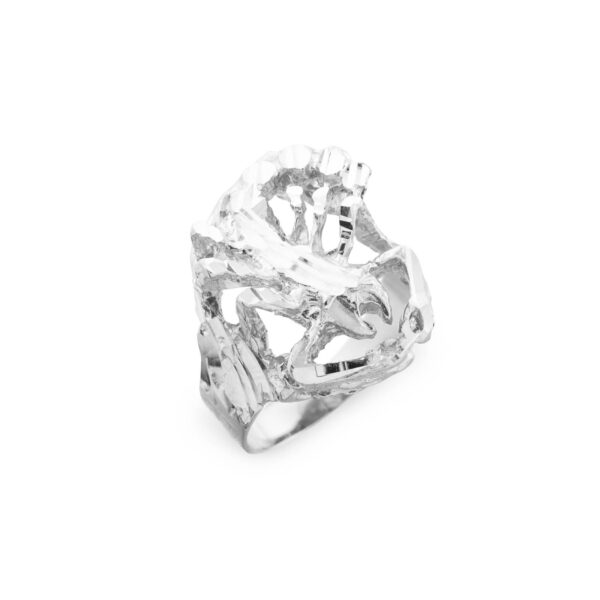 Men's Precision Cut Scorpion Ring in 9ct White Gold