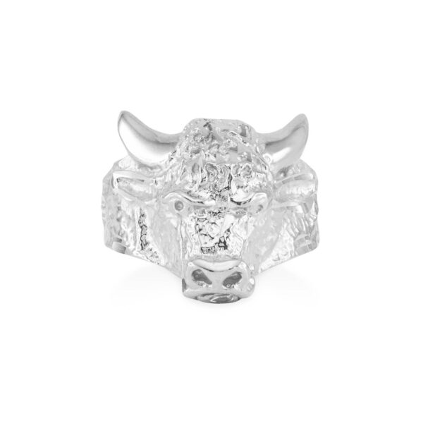 Men's 3D Bull Ring in 9ct White Gold