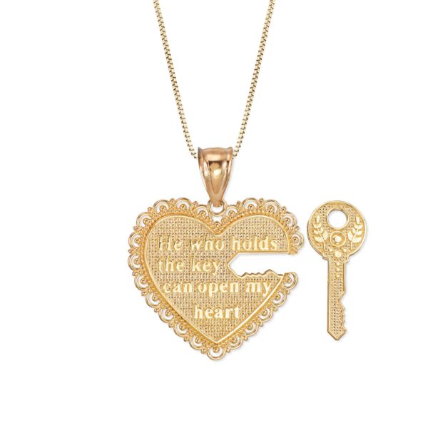 Two-Piece Key of My Heart Detachable Pendant Necklace in 9ct Gold