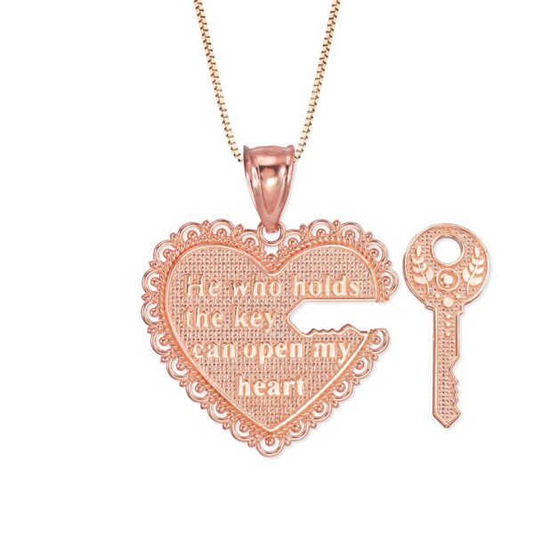 Two-Piece Key of My Heart Detachable Pendant Necklace in 9ct Rose Gold