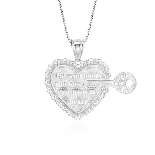Two-Piece Key of My Heart Detachable Pendant Necklace in 9ct White Gold