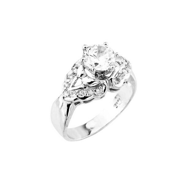 CZ Framed Engagement Ring in 9ct White Gold