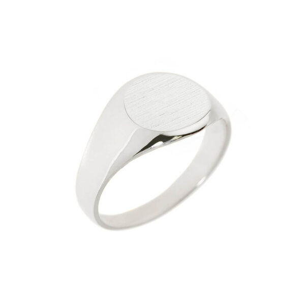 Men's Classic Round Signet Ring in 9ct White Gold