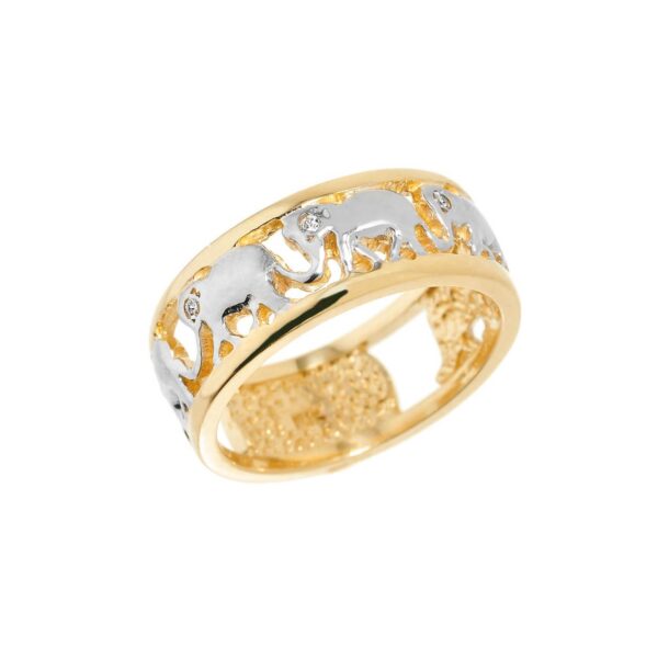 Diamond Openwork Elephant Ring in 9ct Gold