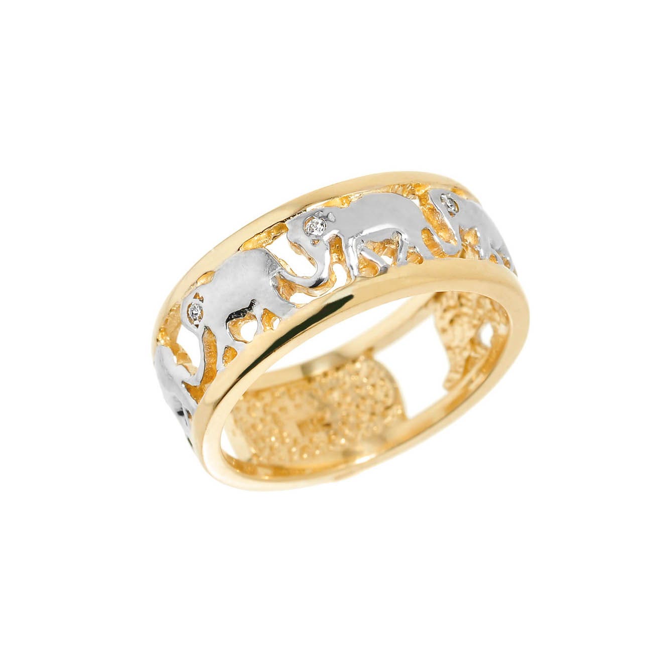 Diamond Openwork Elephant Ring in 9ct Gold