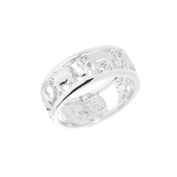 Diamond Openwork Elephant Ring in 9ct White Gold