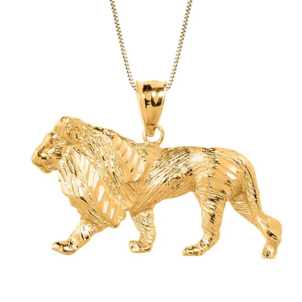 Men's Detailed Lion Pendant Necklace in 9ct Gold