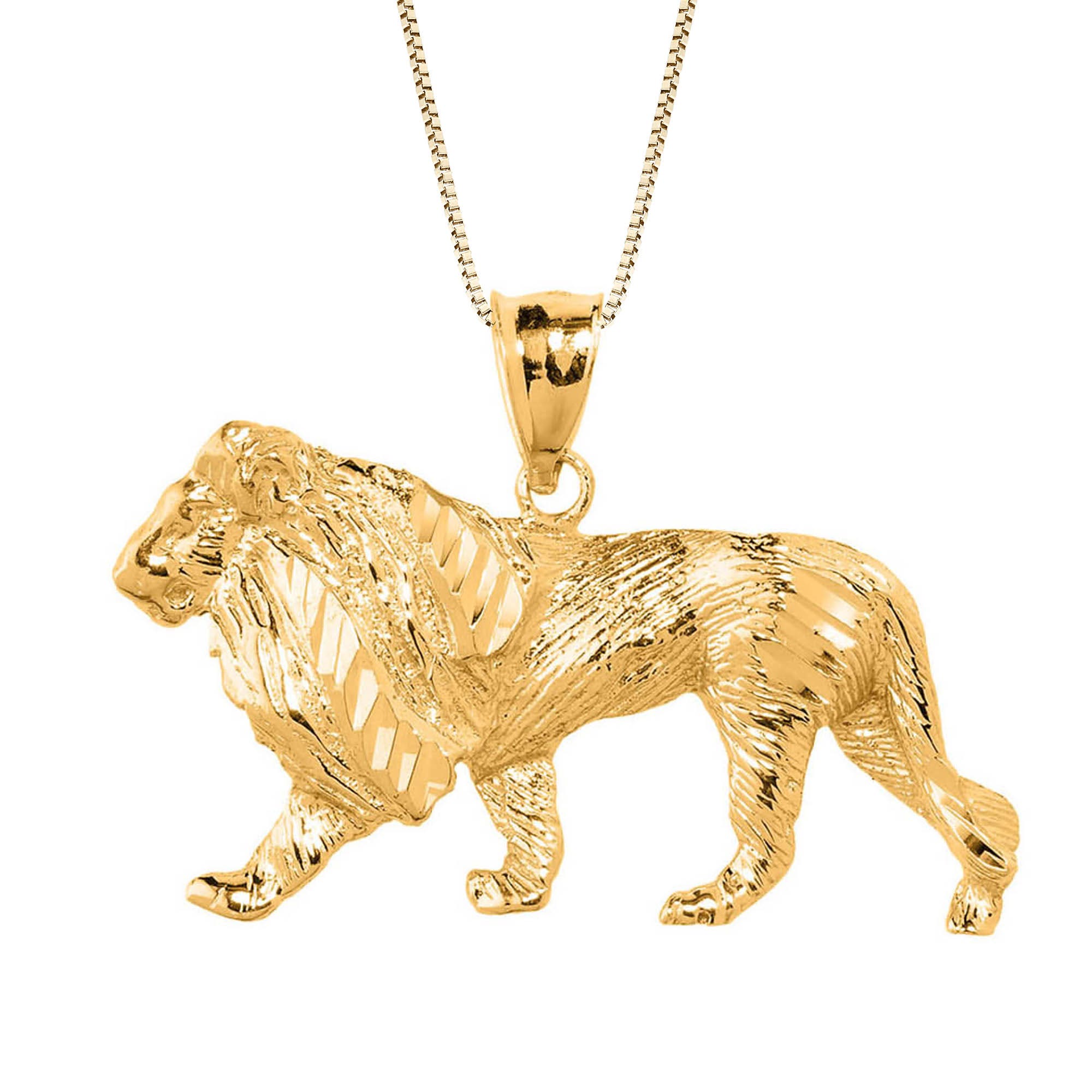 Men's Detailed Lion Pendant Necklace in 9ct Gold