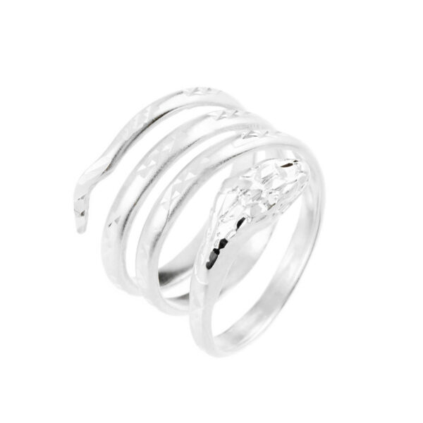Coiled Serpent Ring in 9ct White Gold