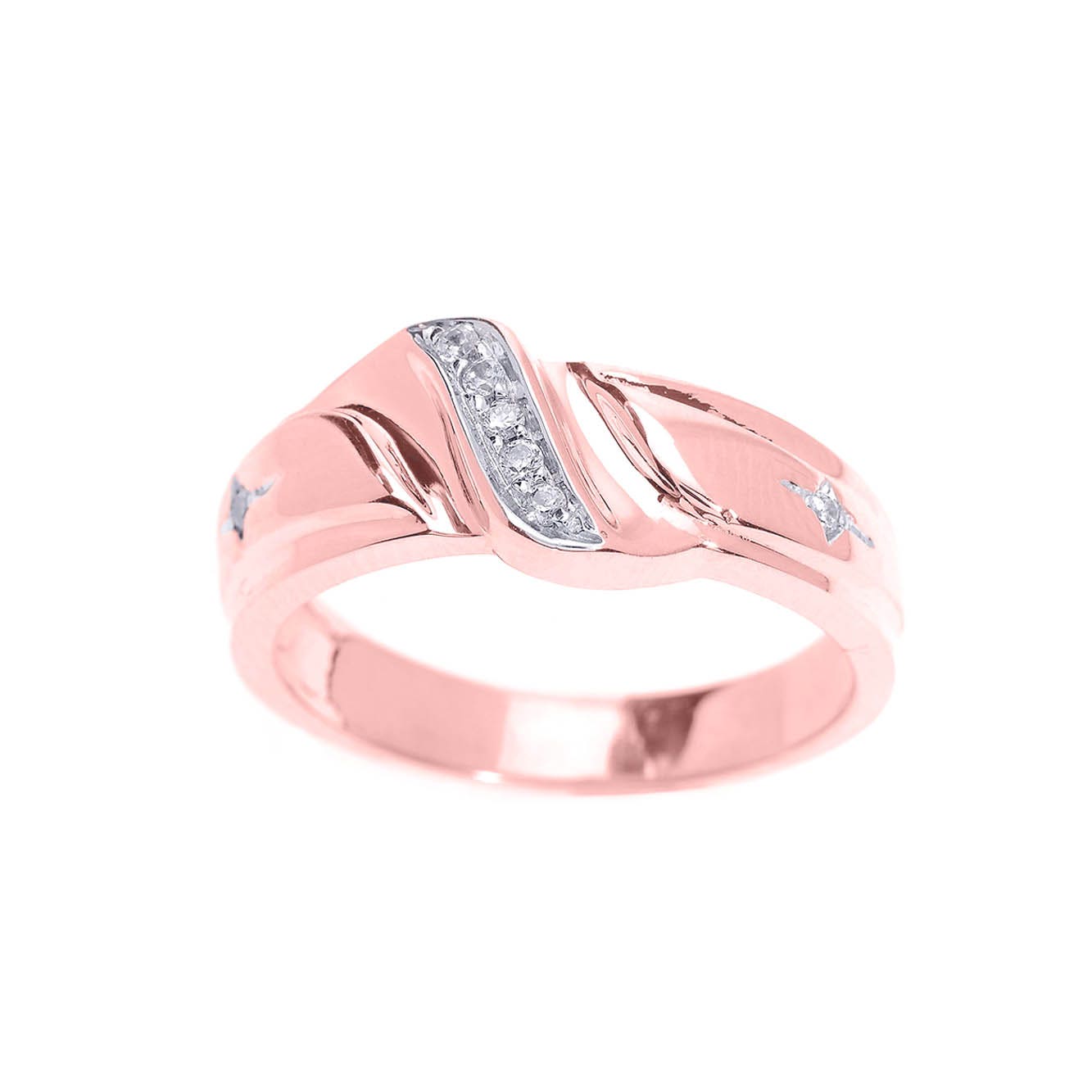 Men's Diamond Wedding Ring in 9ct Rose Gold