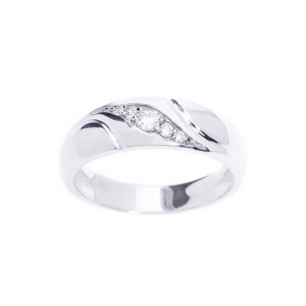 Men's Diamond Embellished Wave Wedding Ring in 9ct White Gold