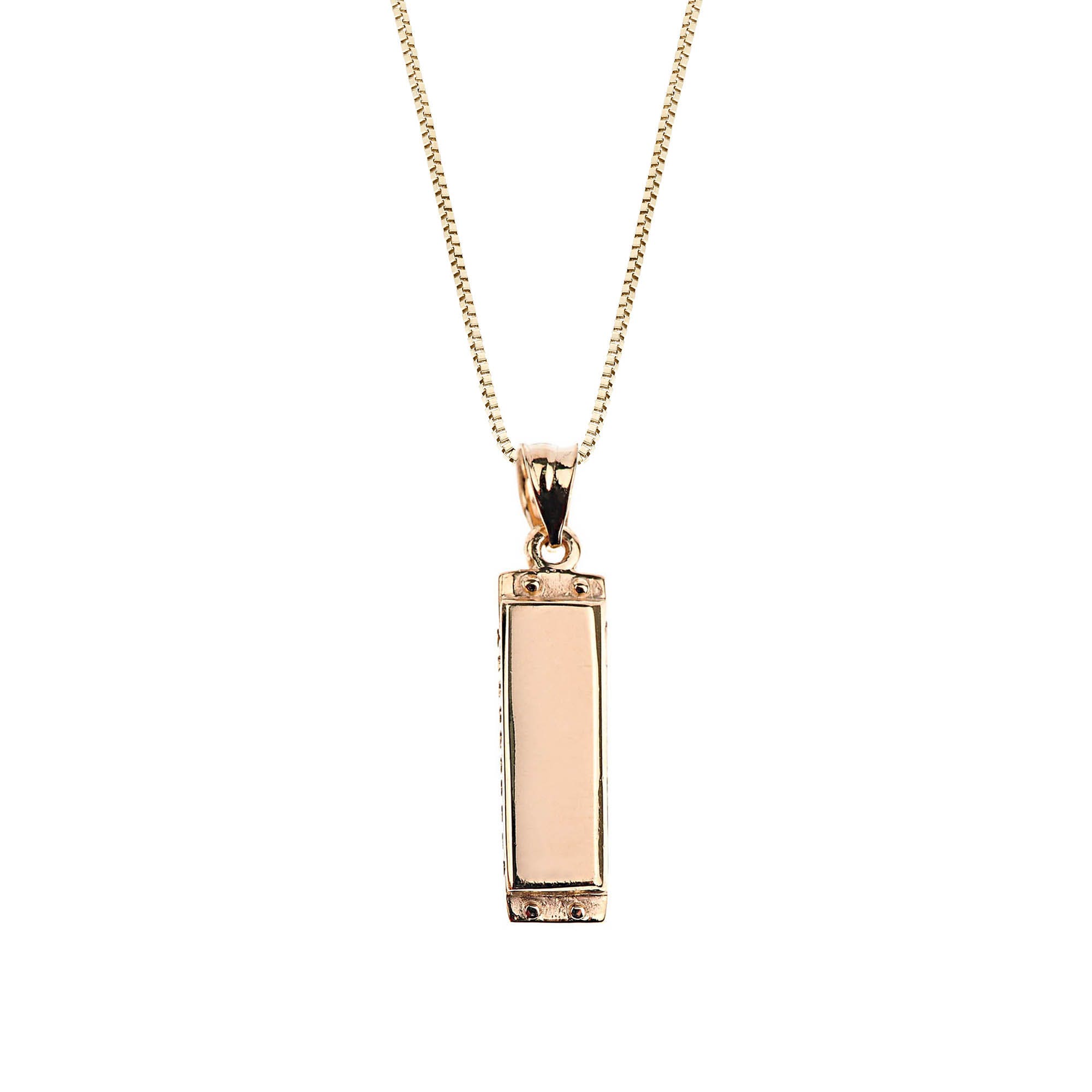 Sleek Harmonica Pendant Necklace in 9ct Gold
