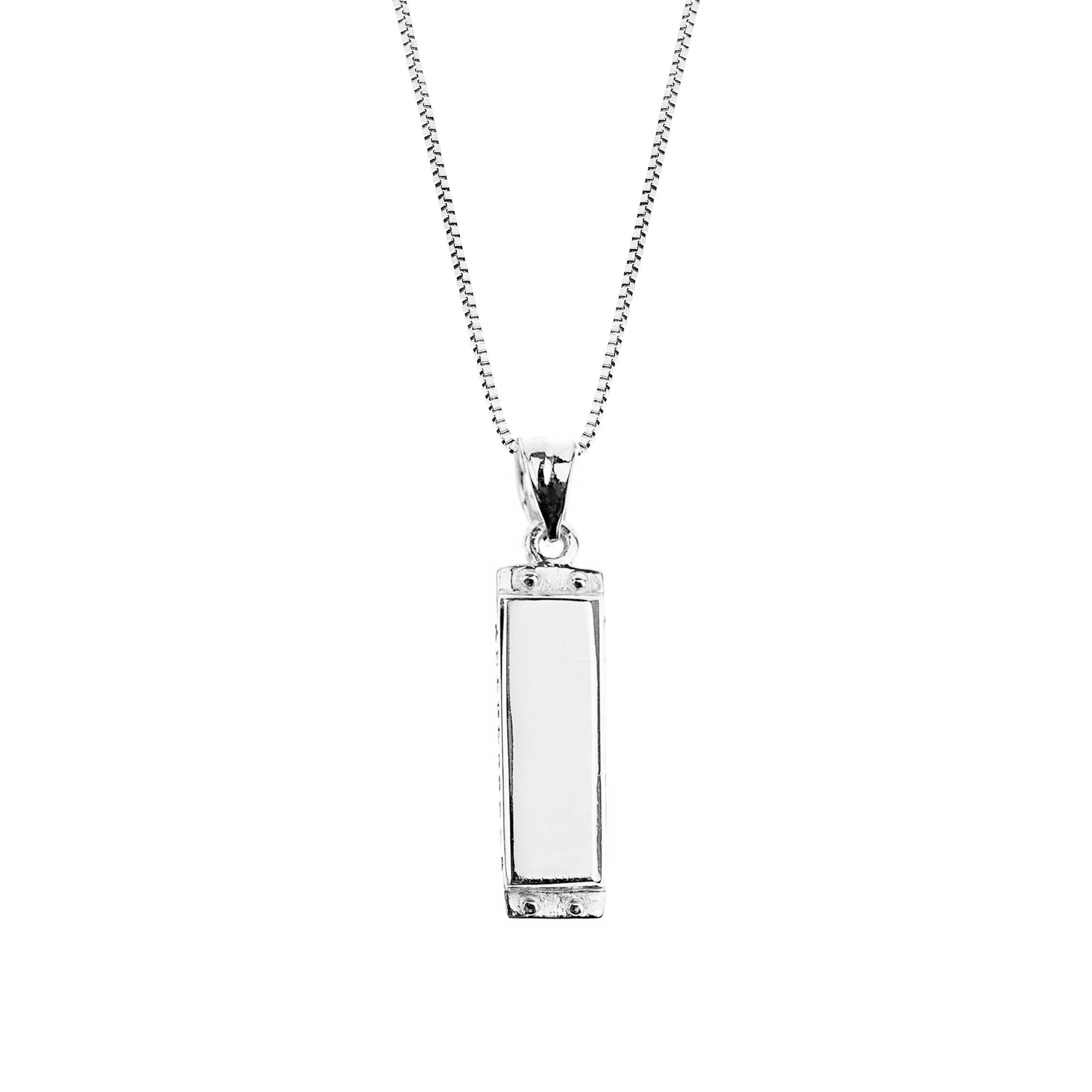 Sleek Harmonica Pendant Necklace in 9ct White Gold