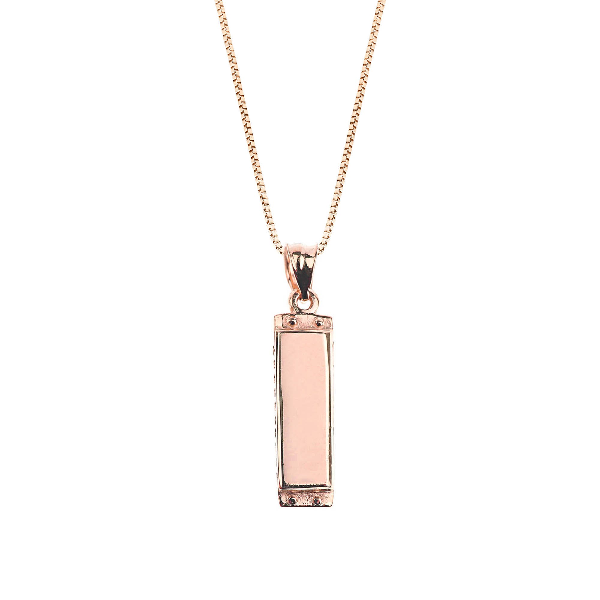 Sleek Harmonica Pendant Necklace in 9ct Rose Gold