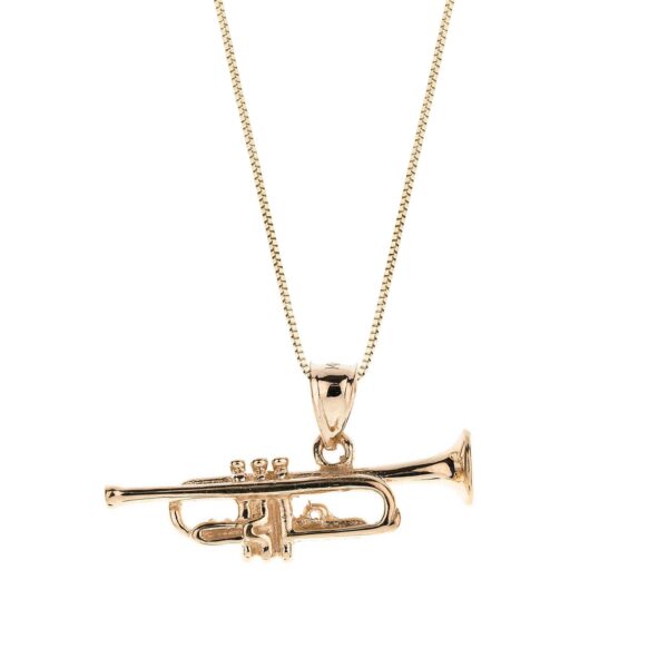 Men's 3D Trumpet Pendant Necklace in 9ct Gold