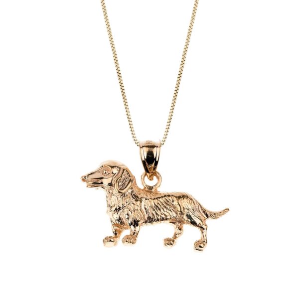 Dachshund Dog Pendant Necklace in 9ct Gold