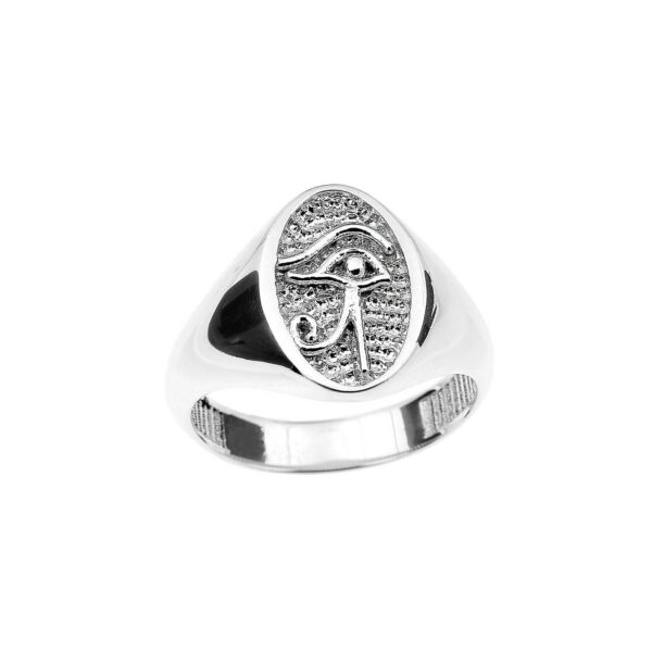 Men's Eye of Horus Ring in 9ct White Gold