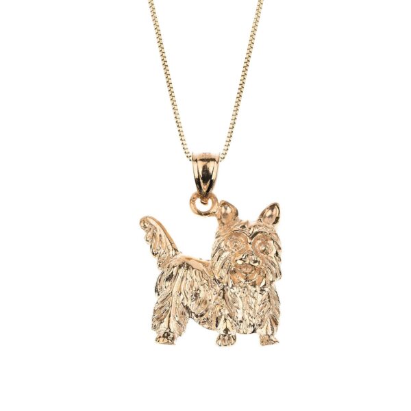 Yorkie Dog Charm Pendant Necklace in 9ct Gold