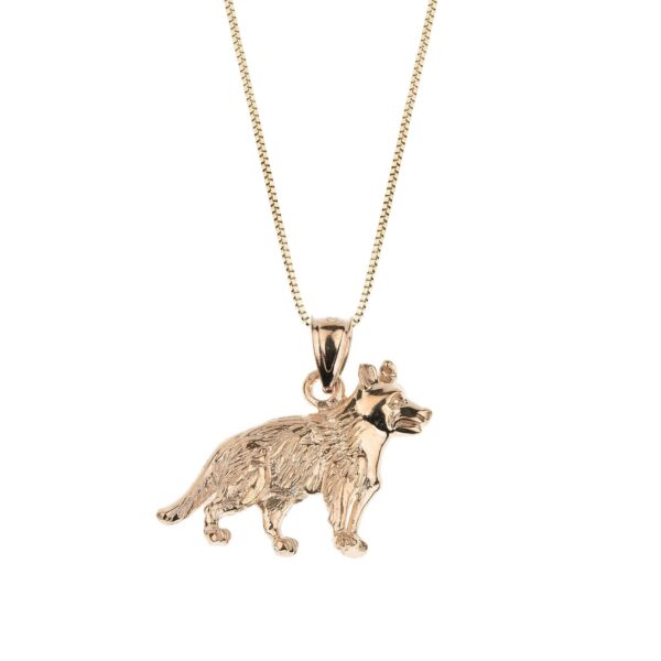 German Shepherd Dog Pendant Necklace in 9ct Gold