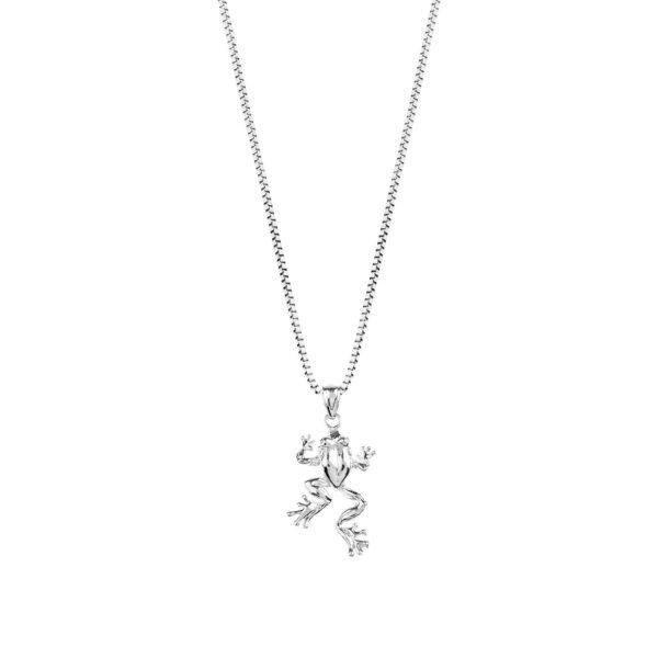 Frog Pendant Necklace in 9ct White Gold