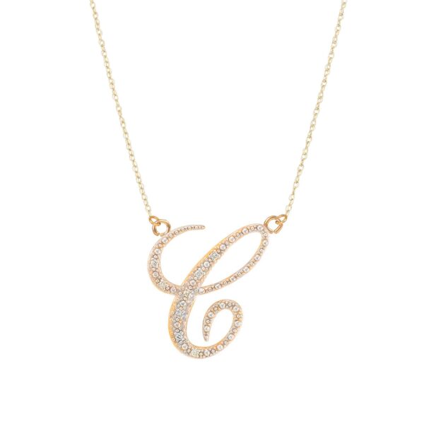 Letter C Diamond Script Pendant Necklace in 9ct Gold