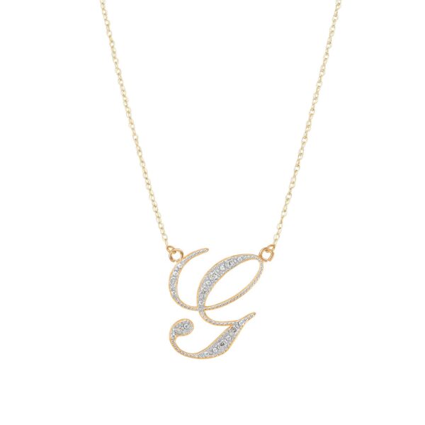 Letter G Diamond Script Pendant Necklace in 9ct Gold