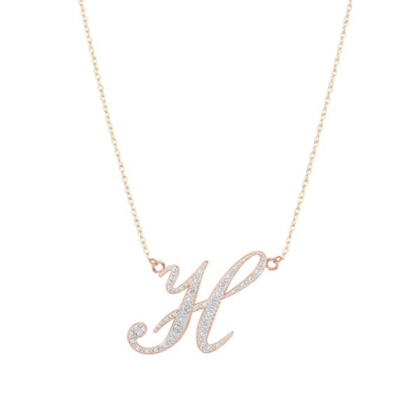 Letter H Diamond Script Pendant Necklace in 9ct Rose Gold