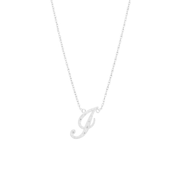 Letter J Diamond Script Pendant Necklace in 9ct White Gold