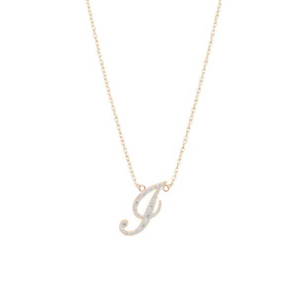 Letter J Diamond Script Pendant Necklace in 9ct Rose Gold