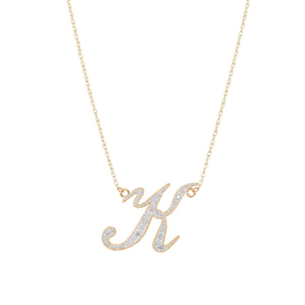 Letter K Diamond Script Pendant Necklace in 9ct Gold