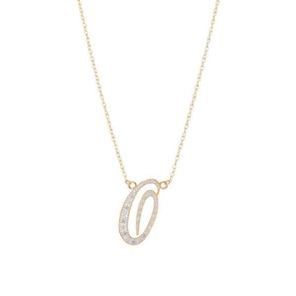Letter O Diamond Script Pendant Necklace in 9ct Gold