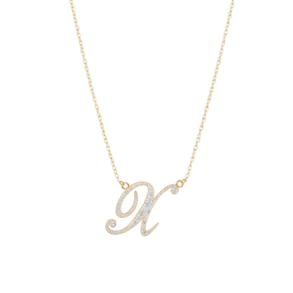 Letter X Diamond Script Pendant Necklace in 9ct Gold
