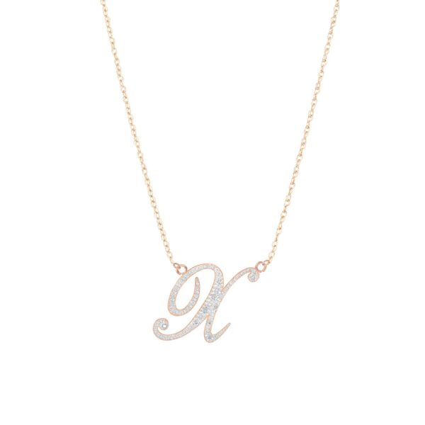 Letter X Diamond Script Pendant Necklace in 9ct Rose Gold