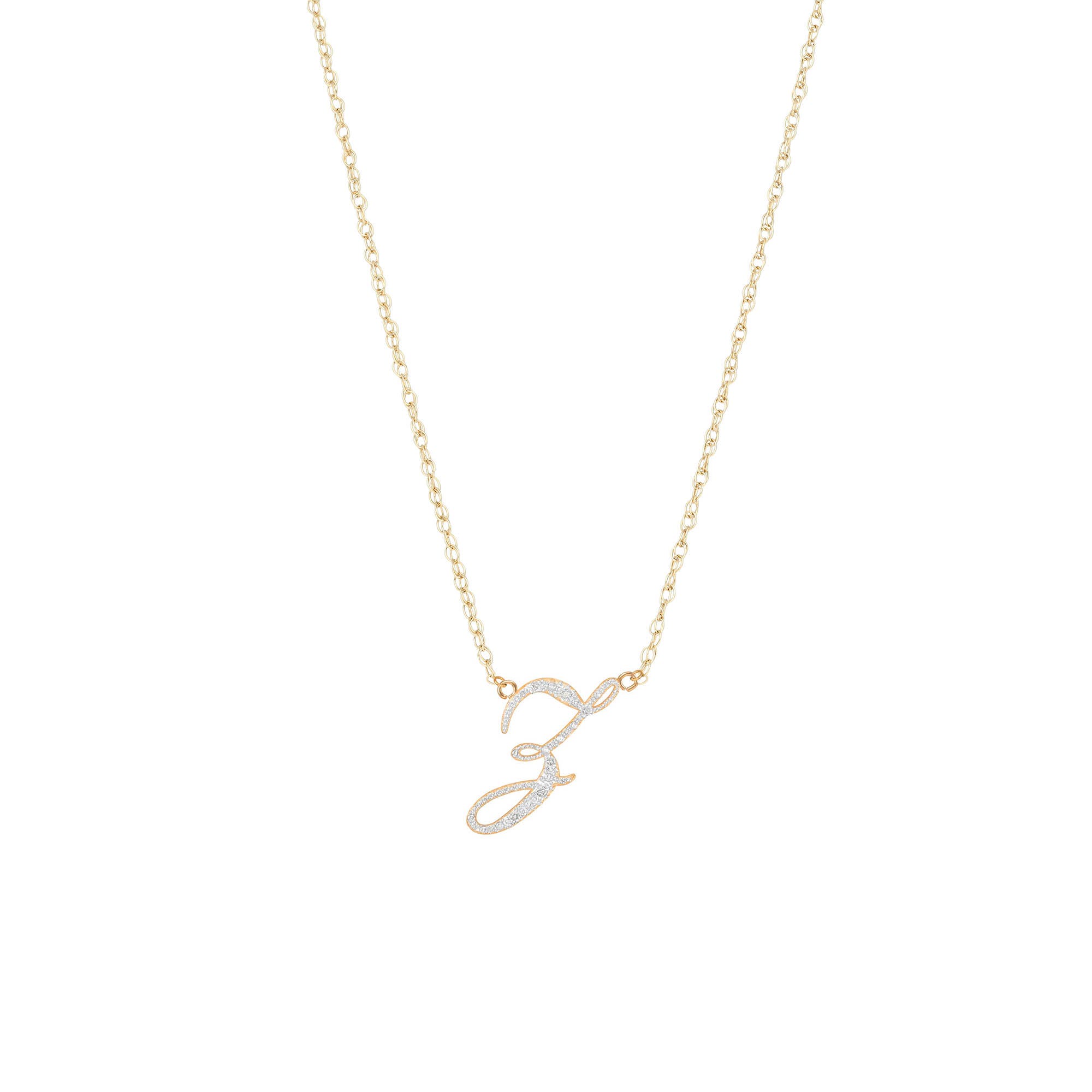 Letter Z Diamond Script Pendant Necklace in 9ct Gold