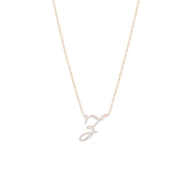 Letter Z Diamond Script Pendant Necklace in 9ct Rose Gold
