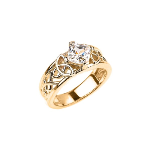 CZ Understated Art Deco Celtic Band Ring in 9ct Gold