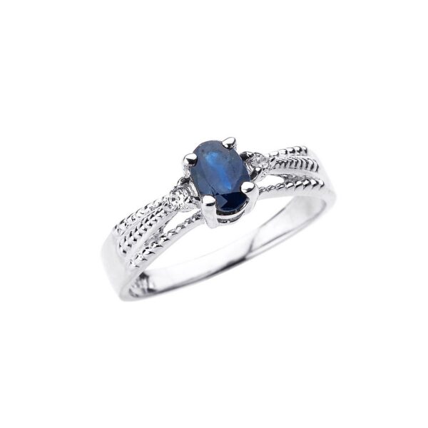 Sapphire & Diamond Noble Gemstone Ring in 9ct White Gold