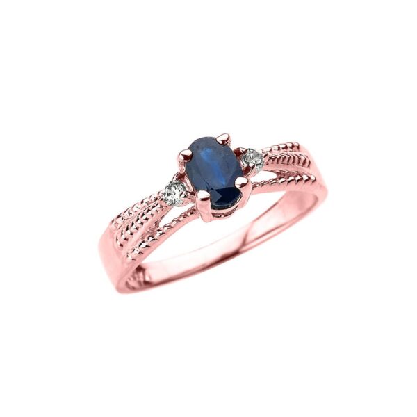 Sapphire & Diamond Noble Gemstone Ring in 9ct Rose Gold