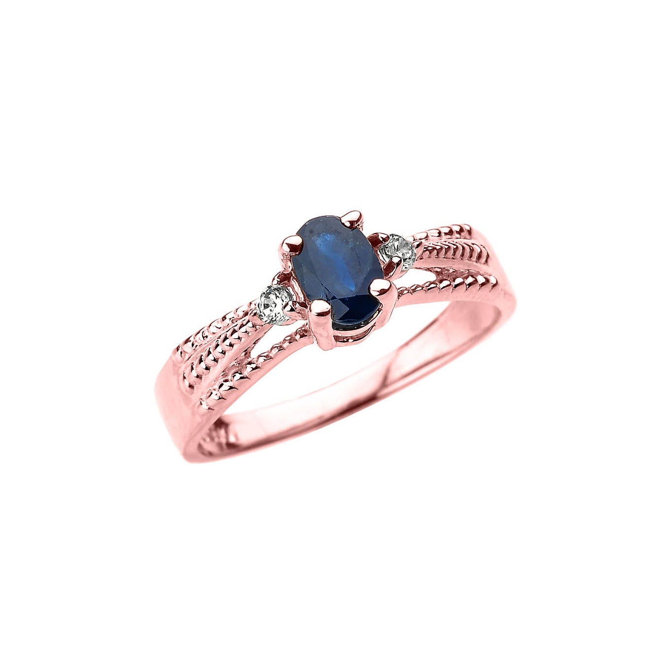 Sapphire & Diamond Noble Gemstone Ring in 9ct Rose Gold