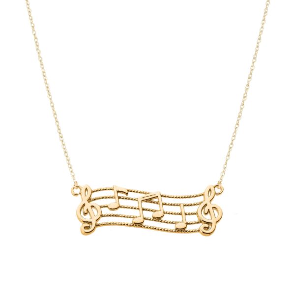 Treble Clef Musical Note Pendant Necklace in 9ct Gold